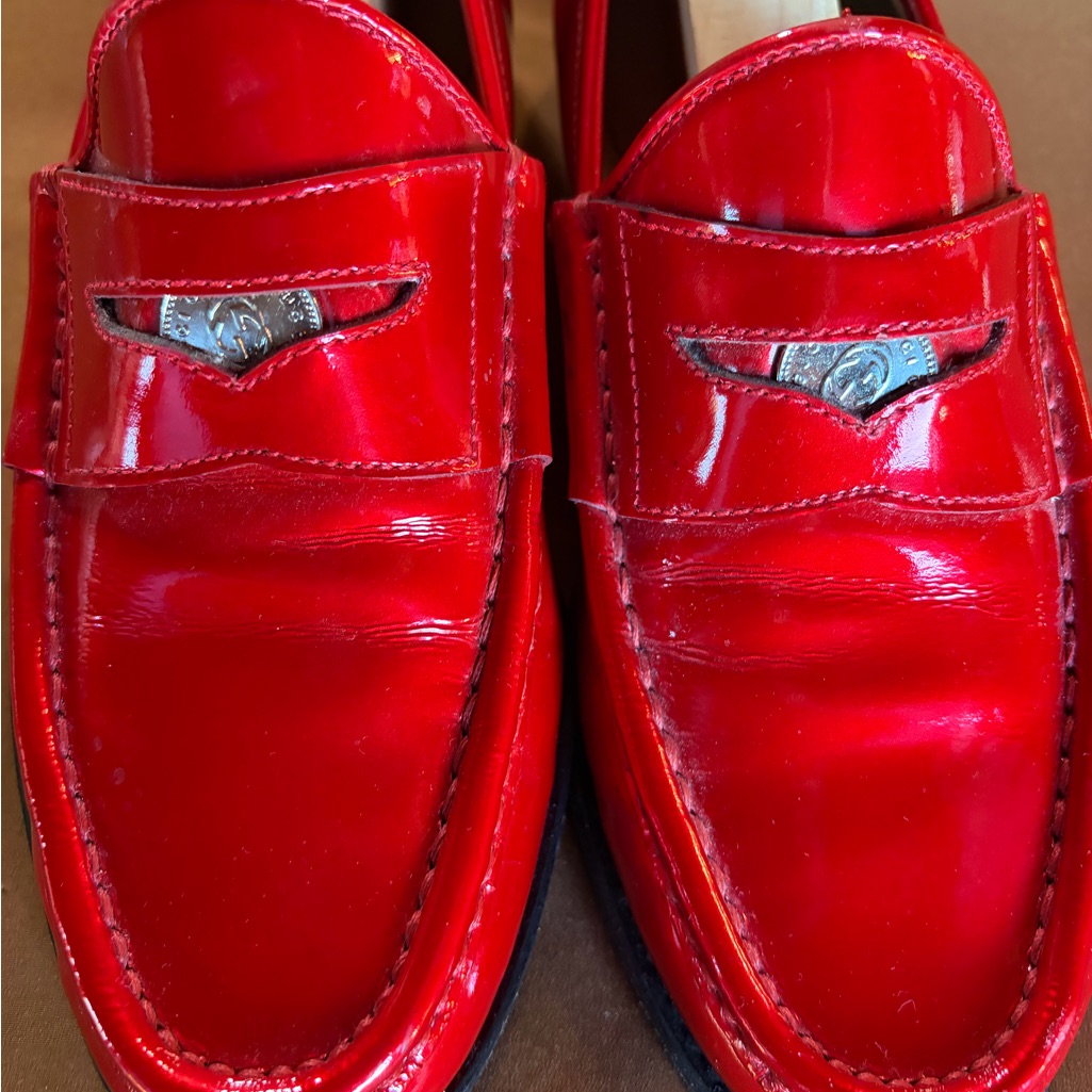 Gucci Shiny Red Leather Loafers